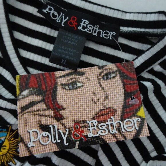 T-Shirt Dress Women's Size XL Striped Black Stripe Celestial Moon Sun Patch - Picture 5 of 7